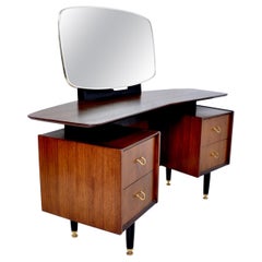 Vintage Mid-Century Modern Walnut Dressing Table vanity Kofod Larsen G Plan, 1960s