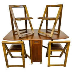 Mid-Century Modern Walnut Drop Leaf Dining Set