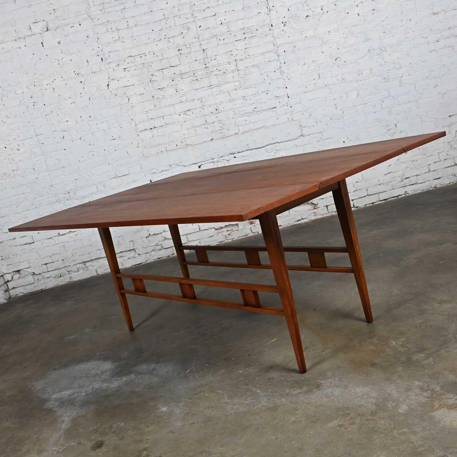 Mid-Century Modern Walnut Drop Leaf Dining Table Attributed Statesville Chair Co 5