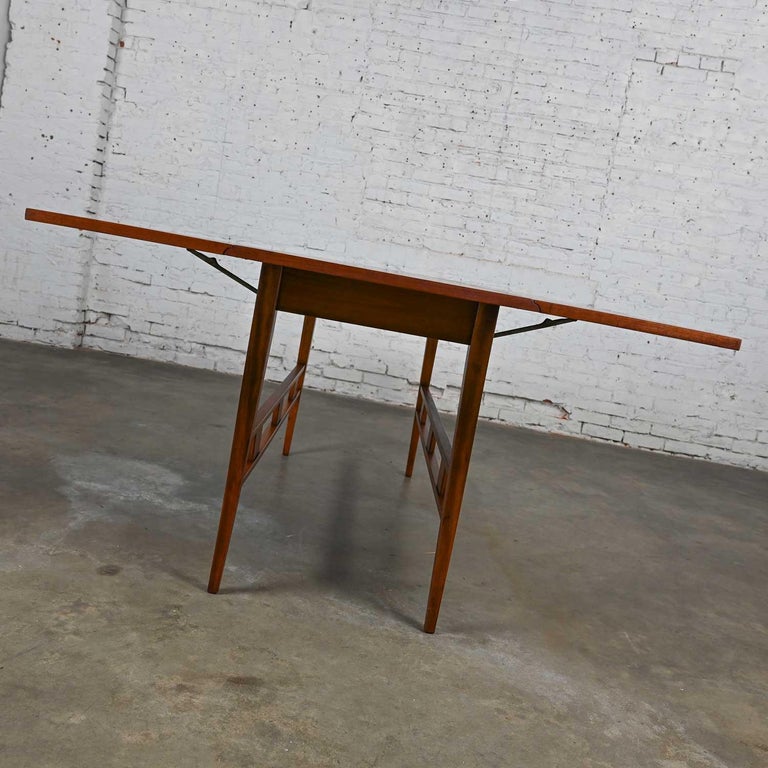 Mid-Century Modern Walnut Drop Leaf Dining Table Attributed Statesville Chair Co 6