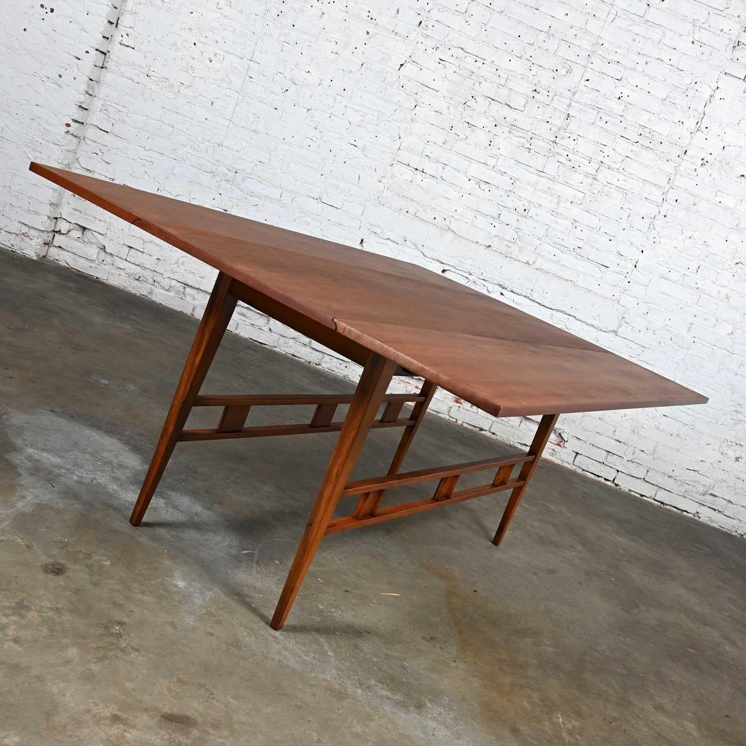 Mid-Century Modern Walnut Drop Leaf Dining Table Attributed Statesville Chair Co 7