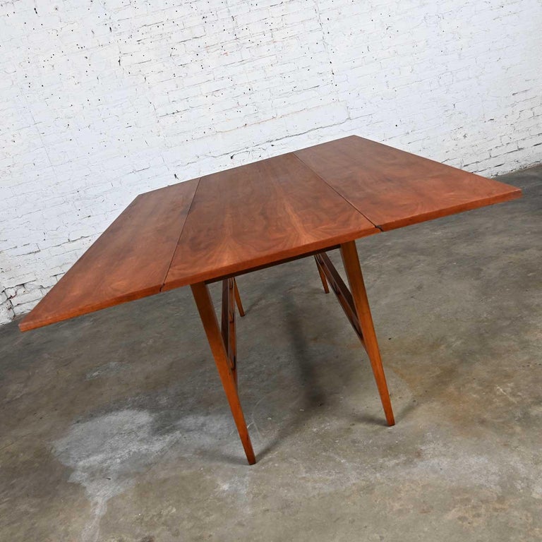 Mid-Century Modern Walnut Drop Leaf Dining Table Attributed Statesville Chair Co 8