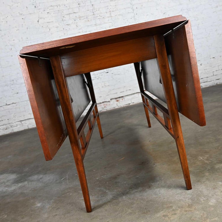 Mid-Century Modern Walnut Drop Leaf Dining Table Attributed Statesville Chair Co 9