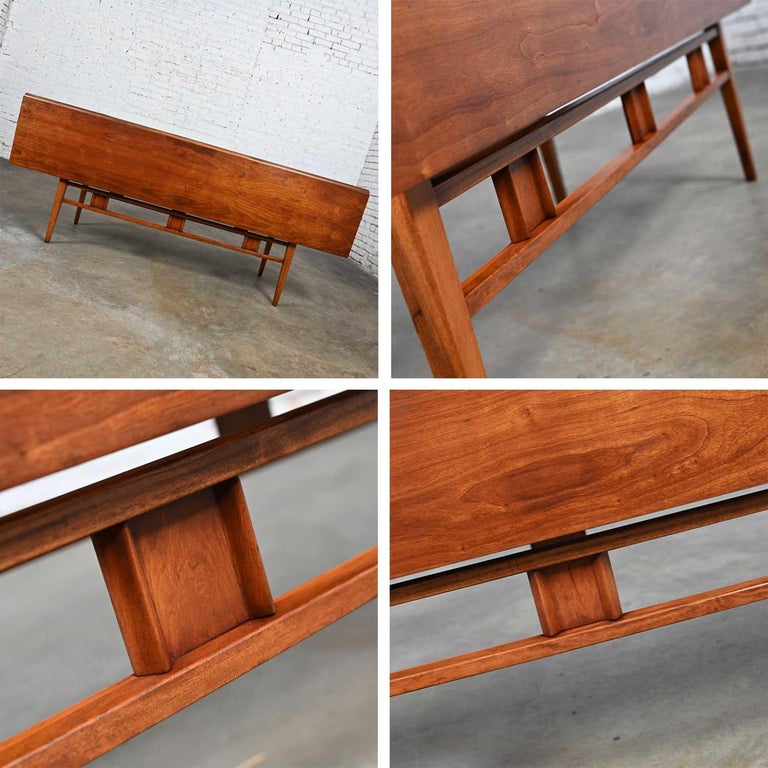 Mid-Century Modern Walnut Drop Leaf Dining Table Attributed Statesville Chair Co 12