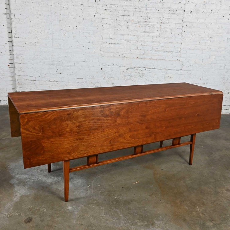 20th Century Mid-Century Modern Walnut Drop Leaf Dining Table Attributed Statesville Chair Co
