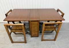 Mid-Century Modern Walnut Drop Leaf Dining Table & Chairs