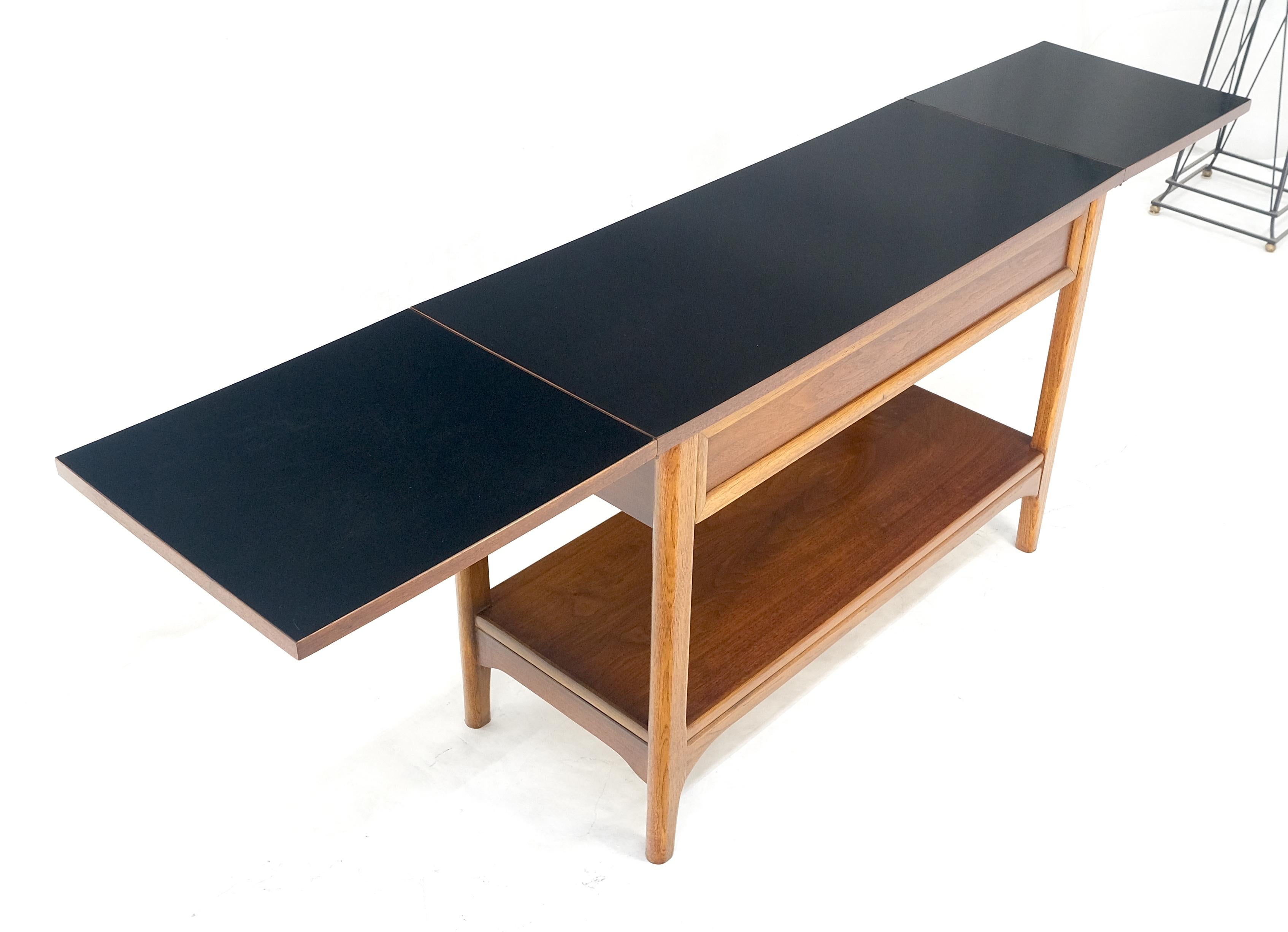 Mid Century Modern Walnut Drop Leaf One Drawer Serving Table Server MINT For Sale 3