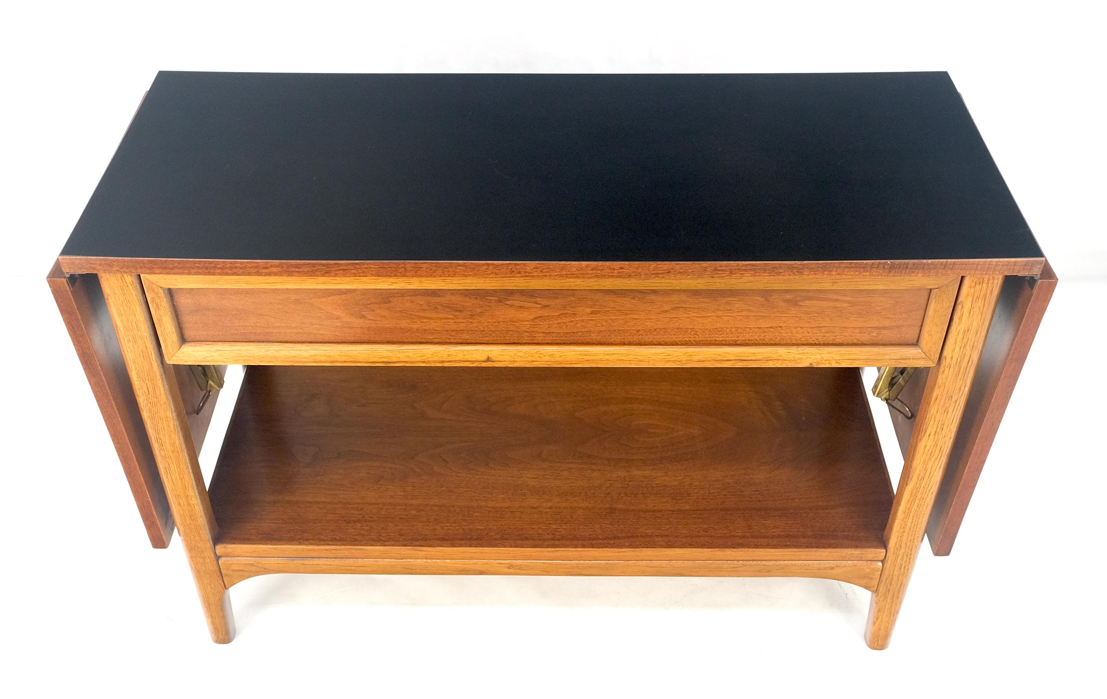 Mid Century Modern Walnut Drop Leaf One Drawer Serving Table Server MINT For Sale 5