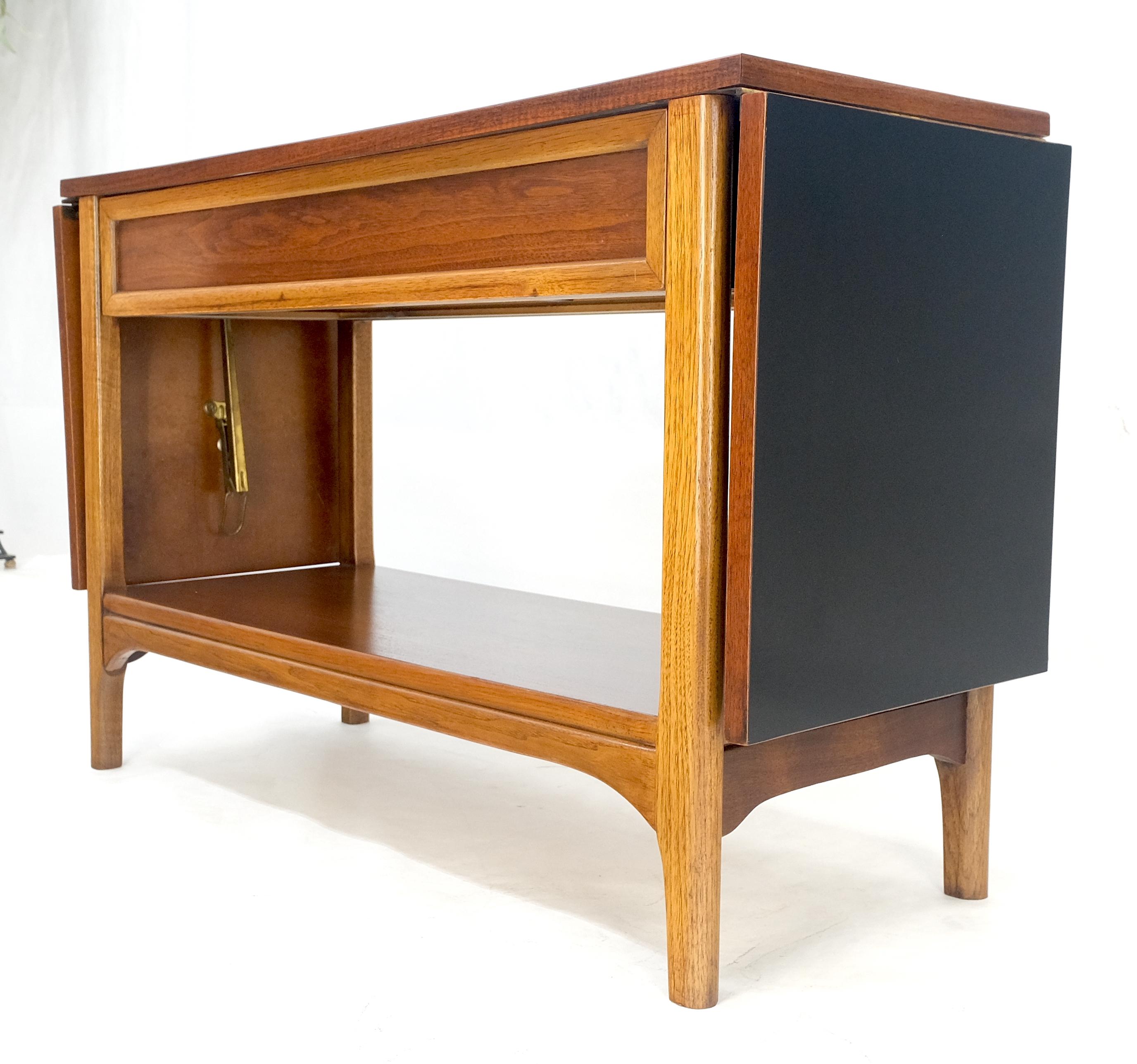 20th Century Mid Century Modern Walnut Drop Leaf One Drawer Serving Table Server MINT For Sale