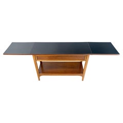 Mid Century Modern Walnut Drop Leaf One Drawer Serving Table Server MINT