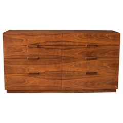 Mid-Century Modern Walnut Eight Drawer Dresser by Ramseur