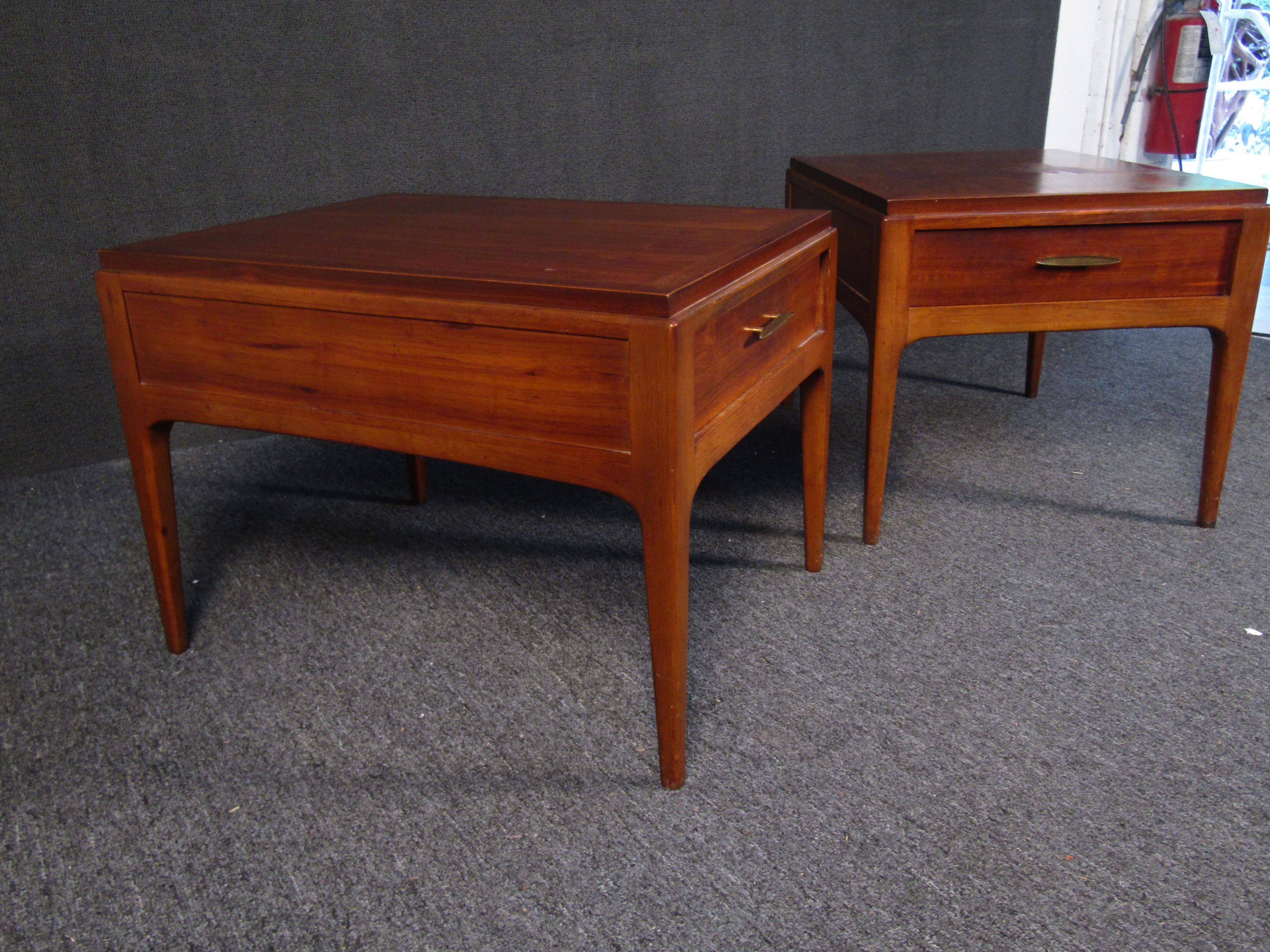 Late 20th Century Mid-Century Modern Walnut End Tables by Lane