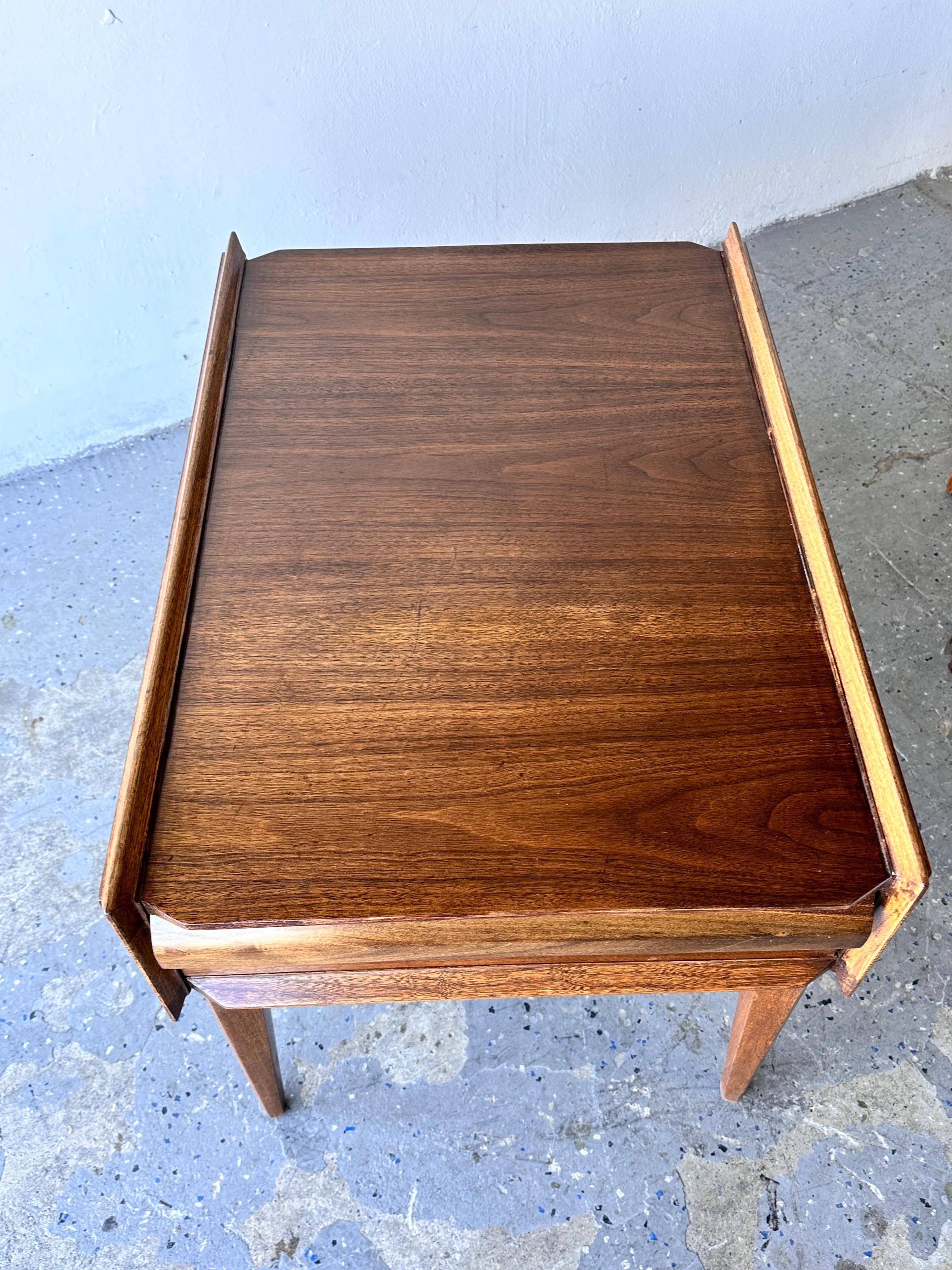Mid Century Modern Walnut End Tables First Edition Collection by Lane For Sale 5