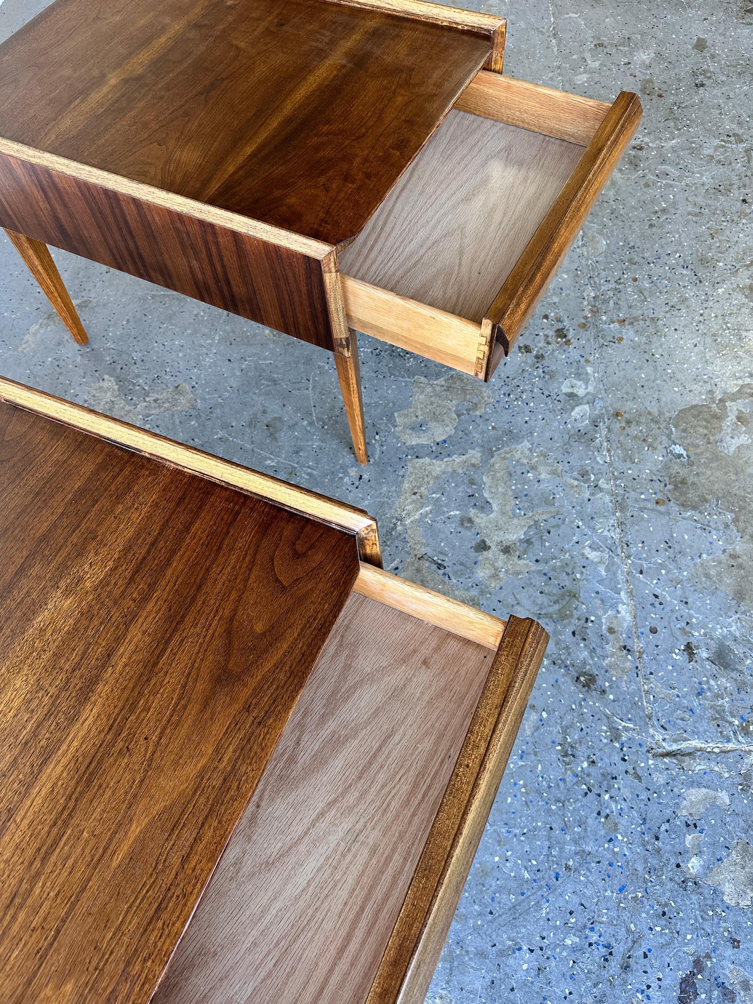 Mid Century Modern Walnut End Tables First Edition Collection by Lane For Sale 8
