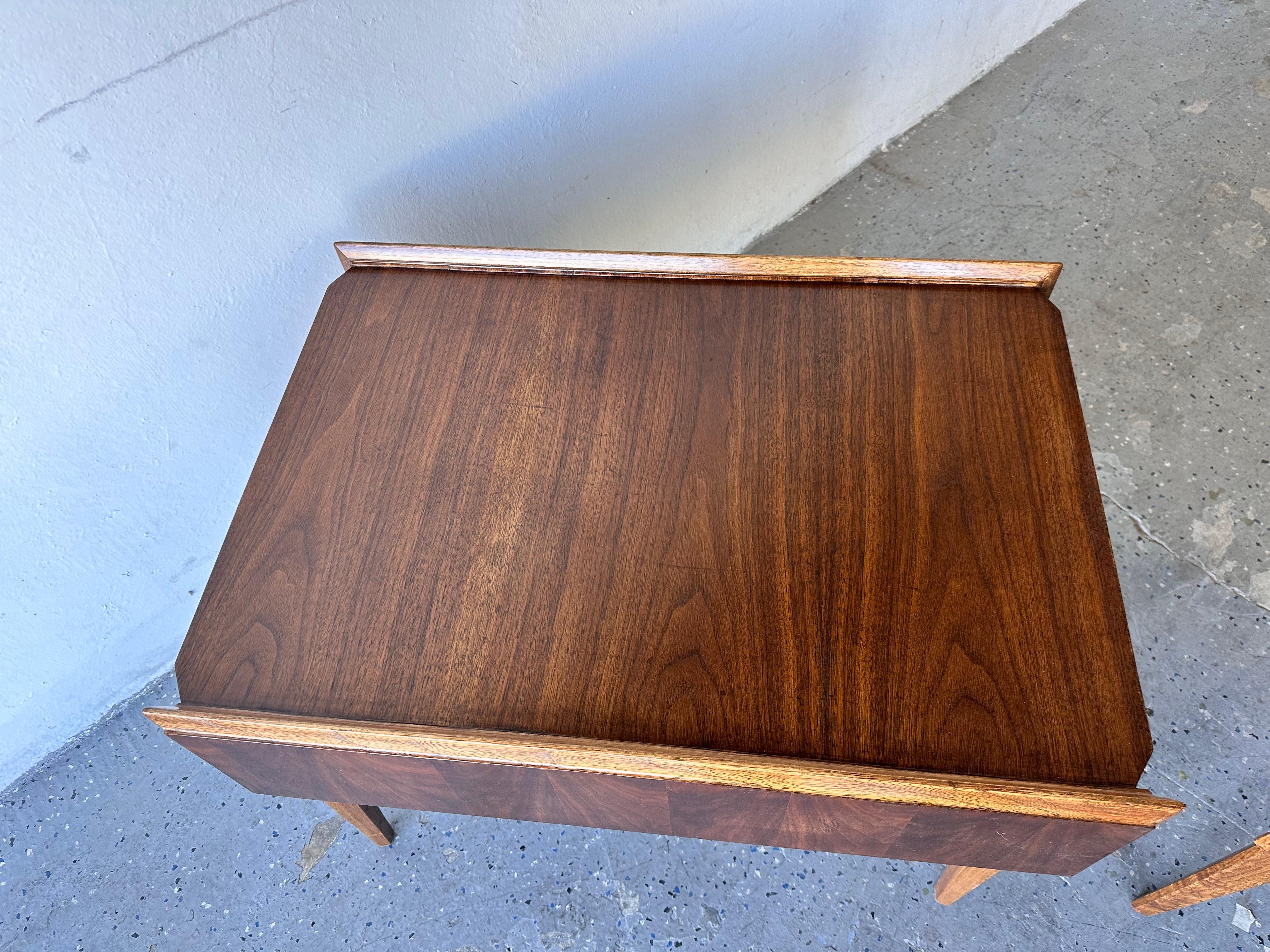 Mid Century Modern Walnut End Tables First Edition Collection by Lane For Sale 12