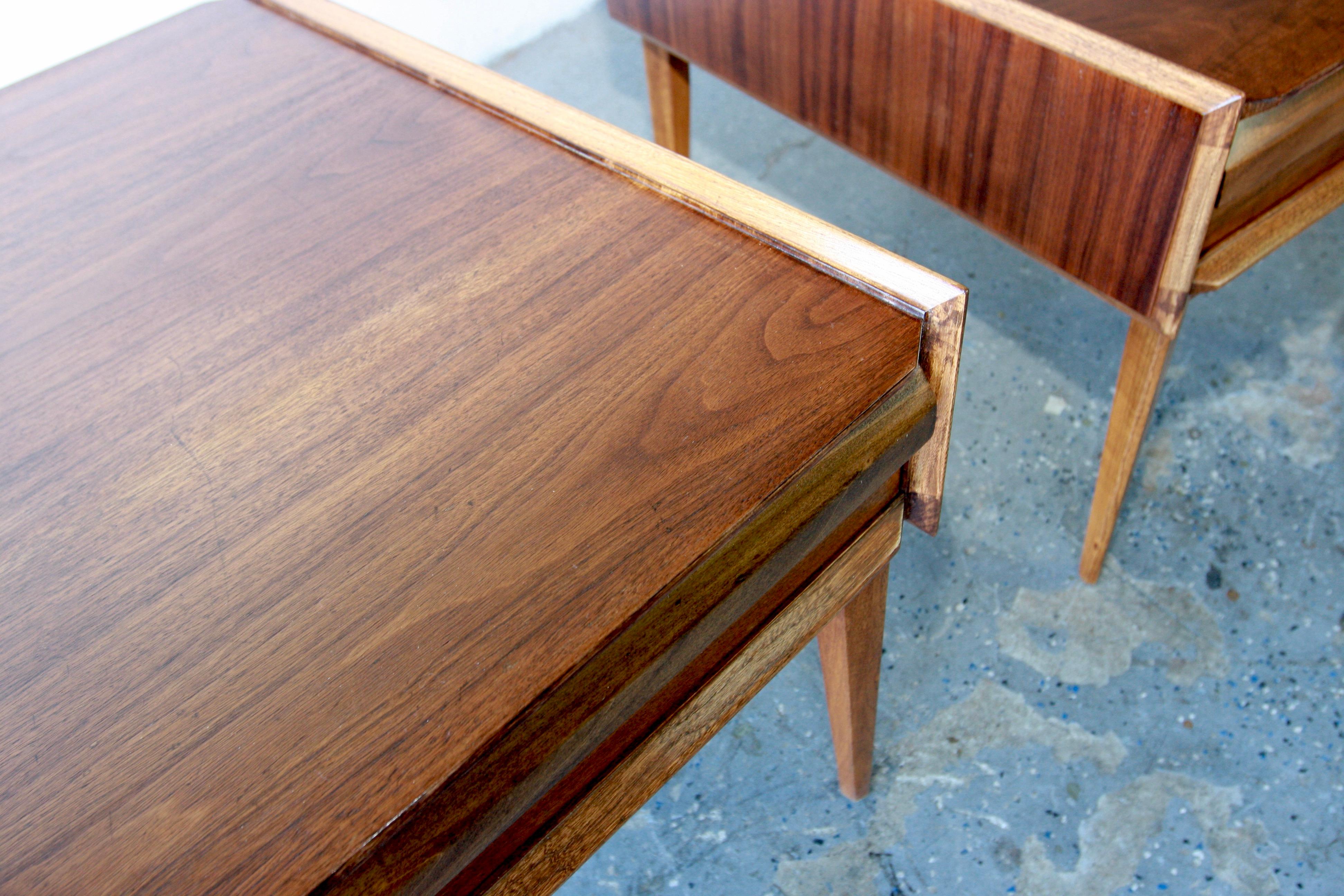 Mid-20th Century Mid Century Modern Walnut End Tables First Edition Collection by Lane For Sale