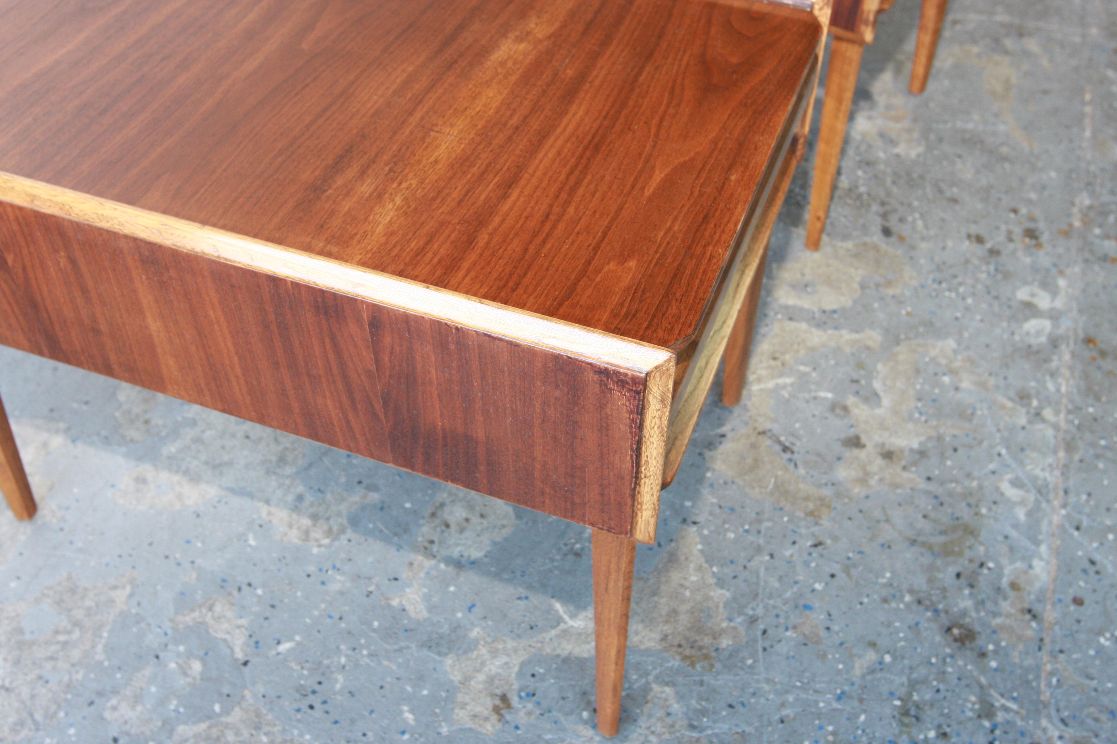 Mid Century Modern Walnut End Tables First Edition Collection by Lane For Sale 1