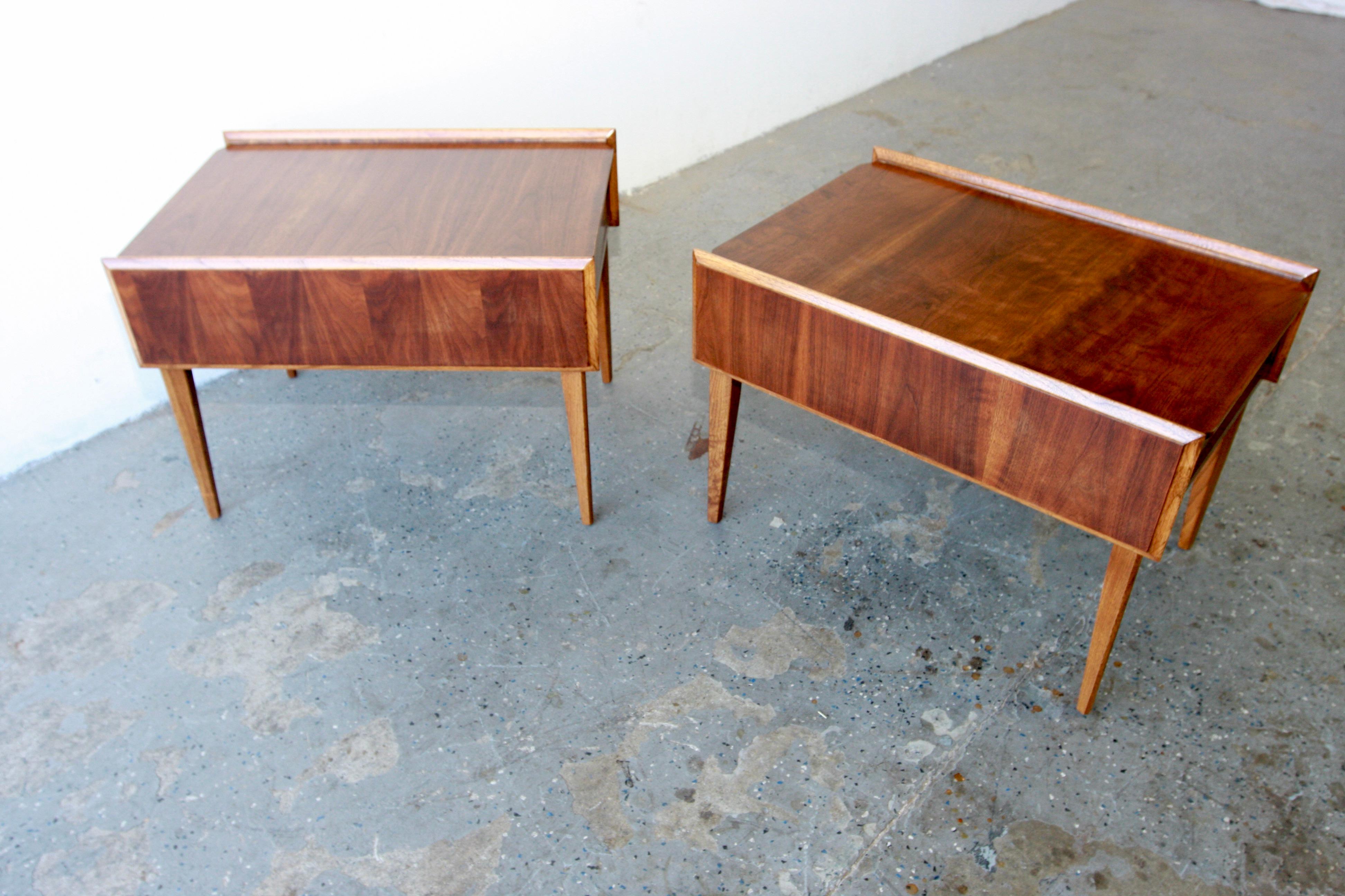 Mid Century Modern Walnut End Tables First Edition Collection by Lane For Sale 3