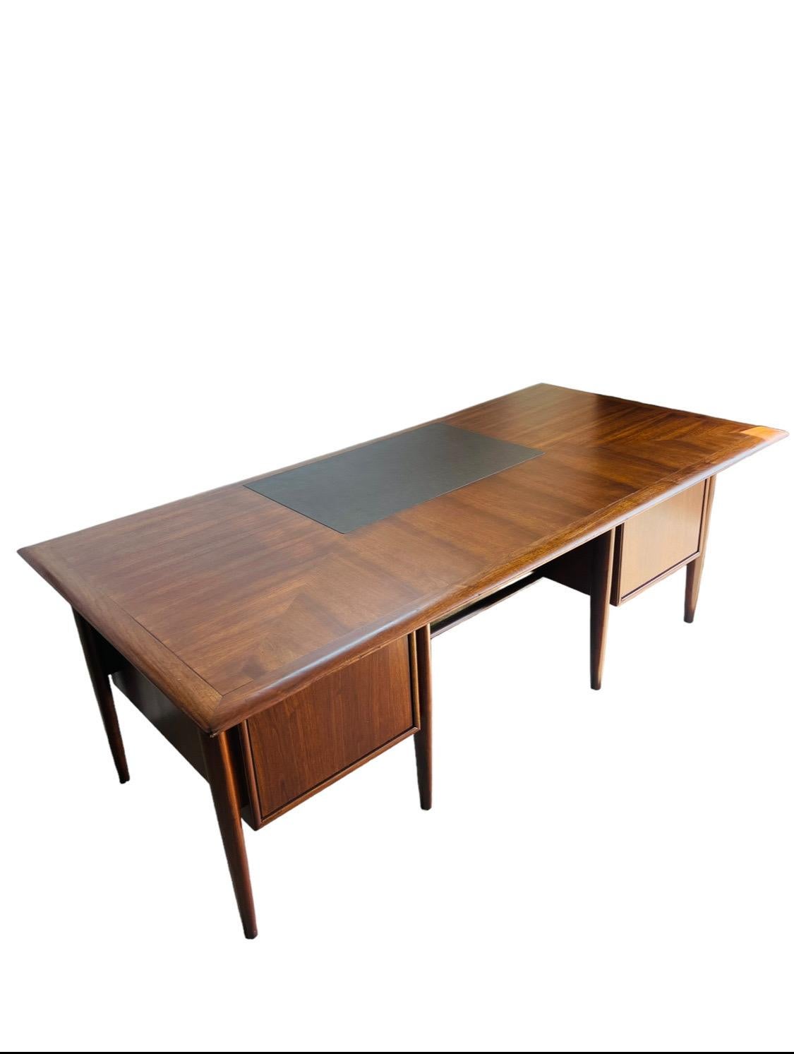 Mid Century Modern Walnut Executive Desk by Castillian Alma 7