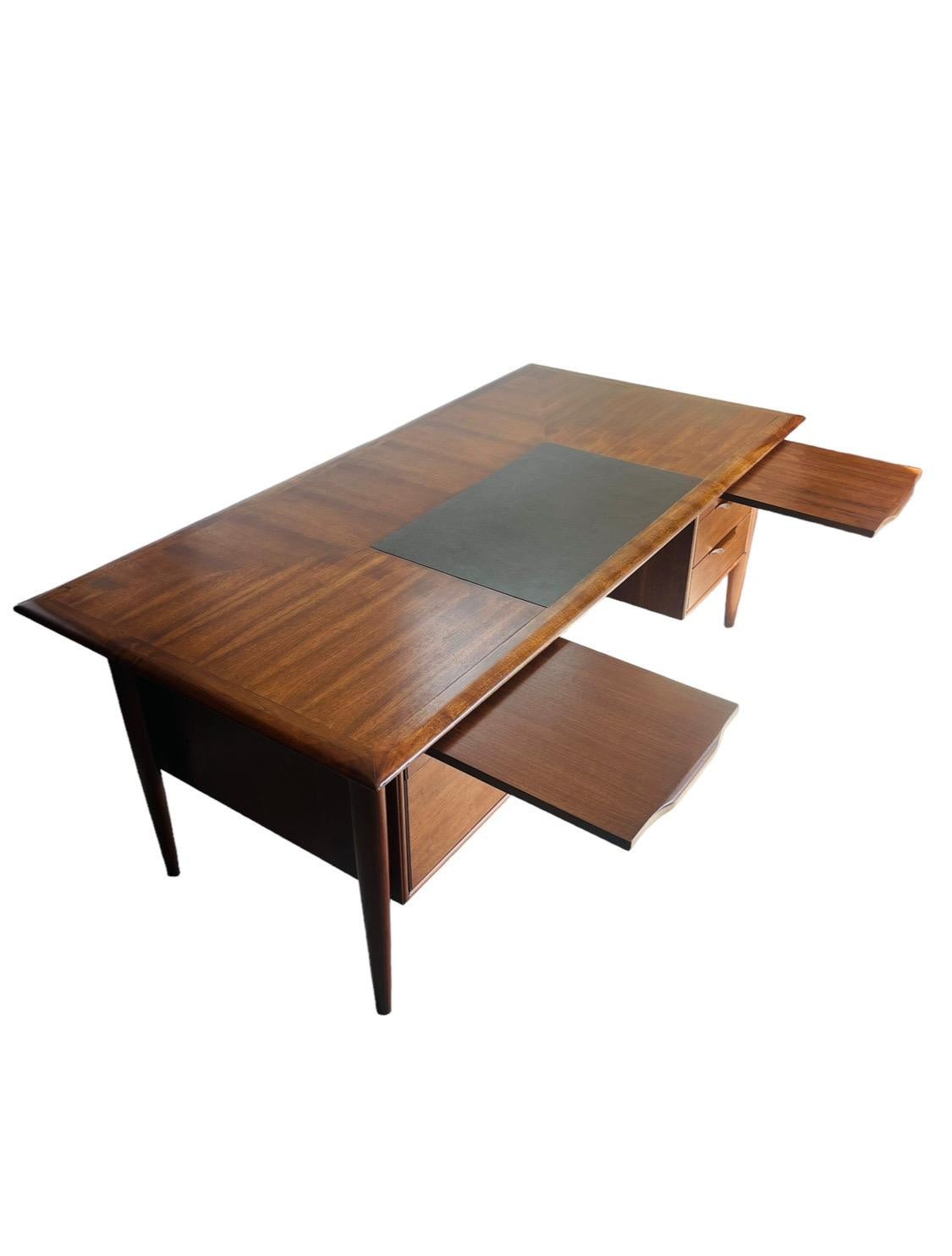 American Mid Century Modern Walnut Executive Desk by Castillian Alma