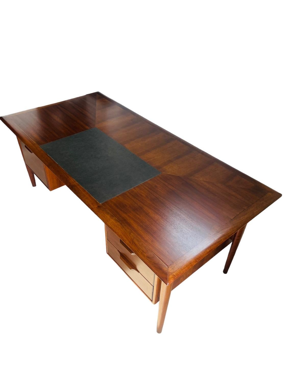 Mid Century Modern Walnut Executive Desk by Castillian Alma For Sale 2