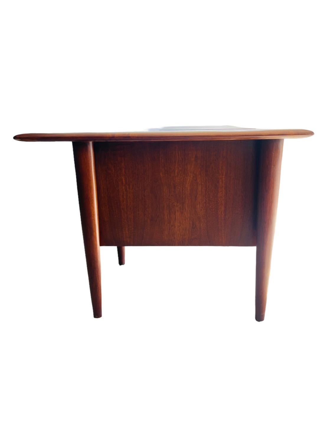 Mid Century Modern Walnut Executive Desk by Castillian Alma For Sale 3