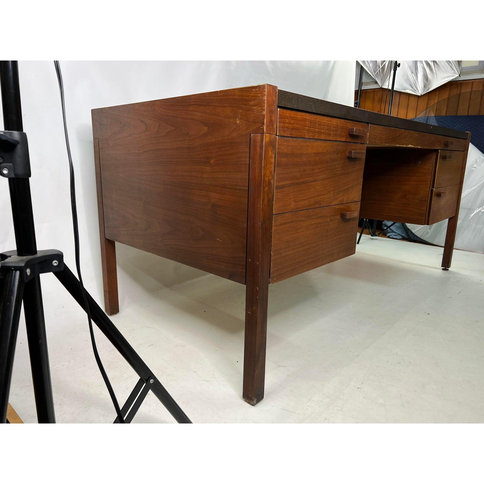 Mid-Century Modern walnut executive desk.