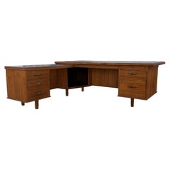 Mid-Century Modern Walnut Executive Desk with Black Laminate Top, 1960s