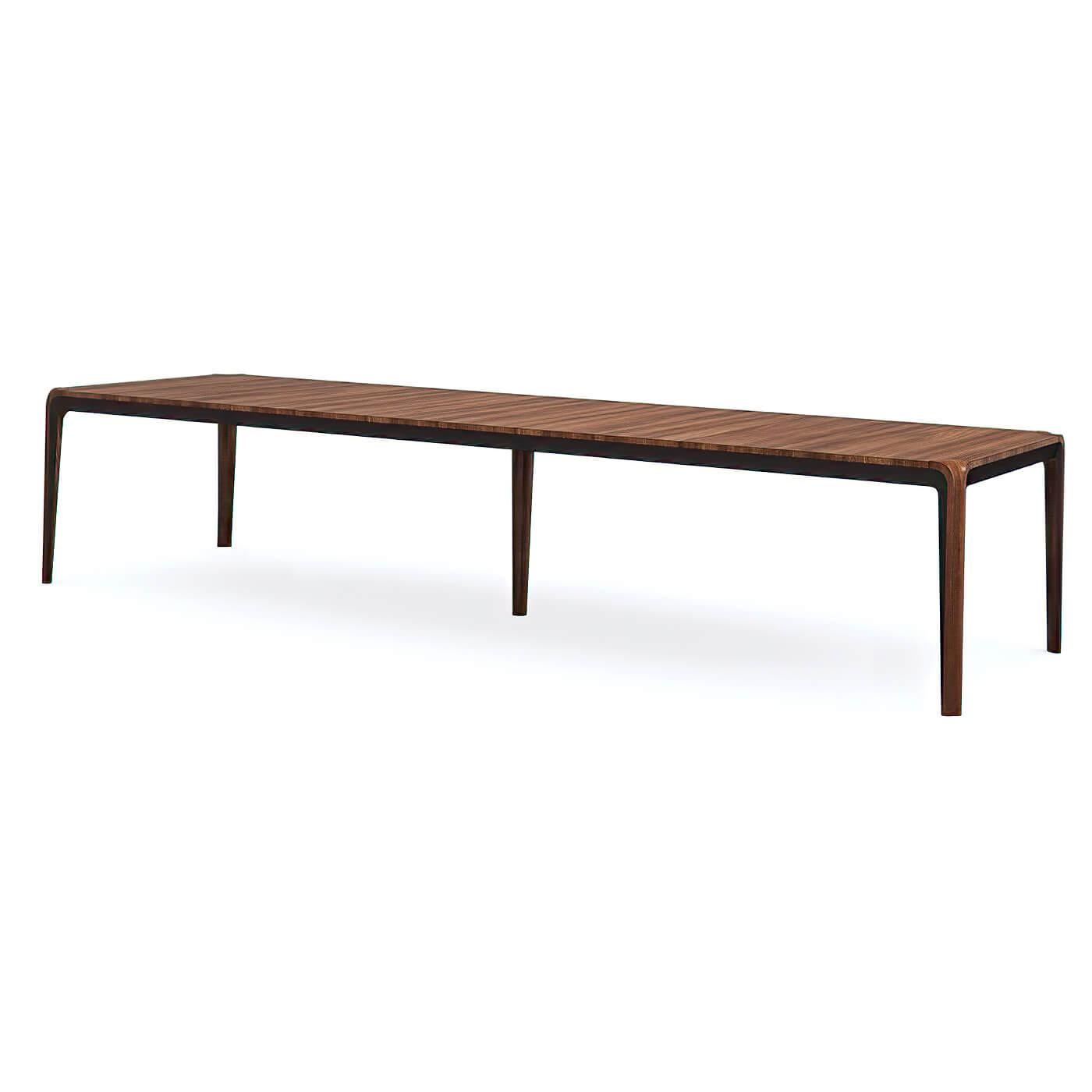 Asian Mid-Century Modern Walnut Extending Dining Table For Sale