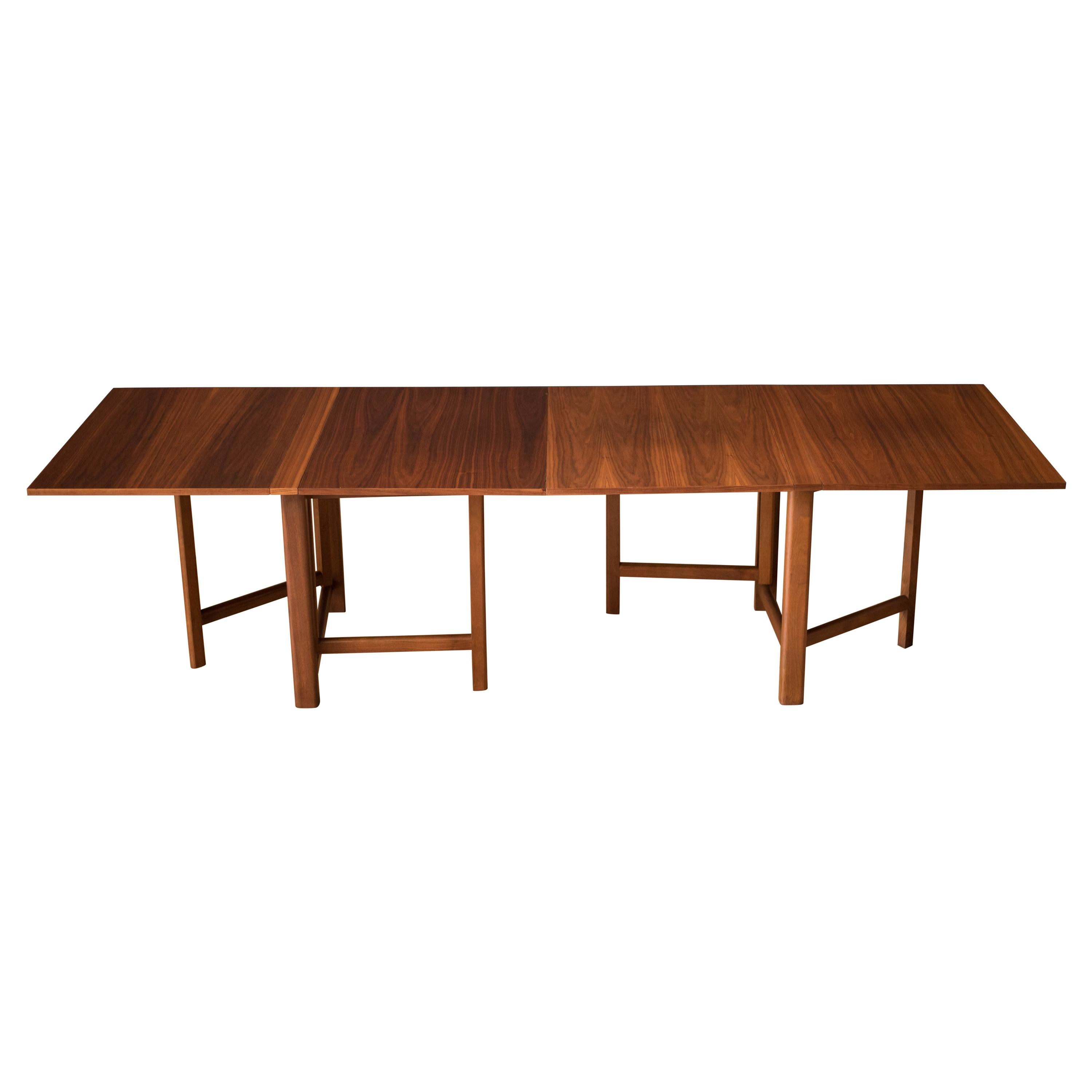 Mid-Century Modern Walnut Extending Drop Leaf Dining Table