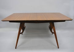 Mid-Century Modern Walnut Extension Dining Table Lyre American Martinsville Era
