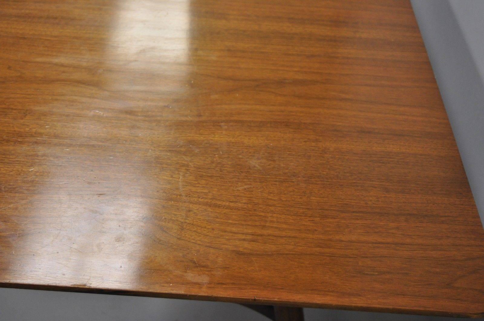 Mid-Century Modern Walnut Extension Dining Table Lyre American Martinsville Era 1