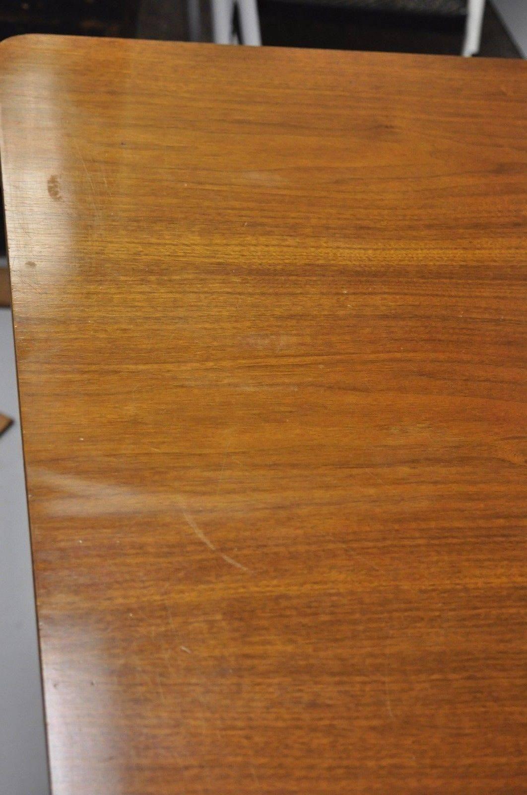Mid-Century Modern Walnut Extension Dining Table Lyre American Martinsville Era 3