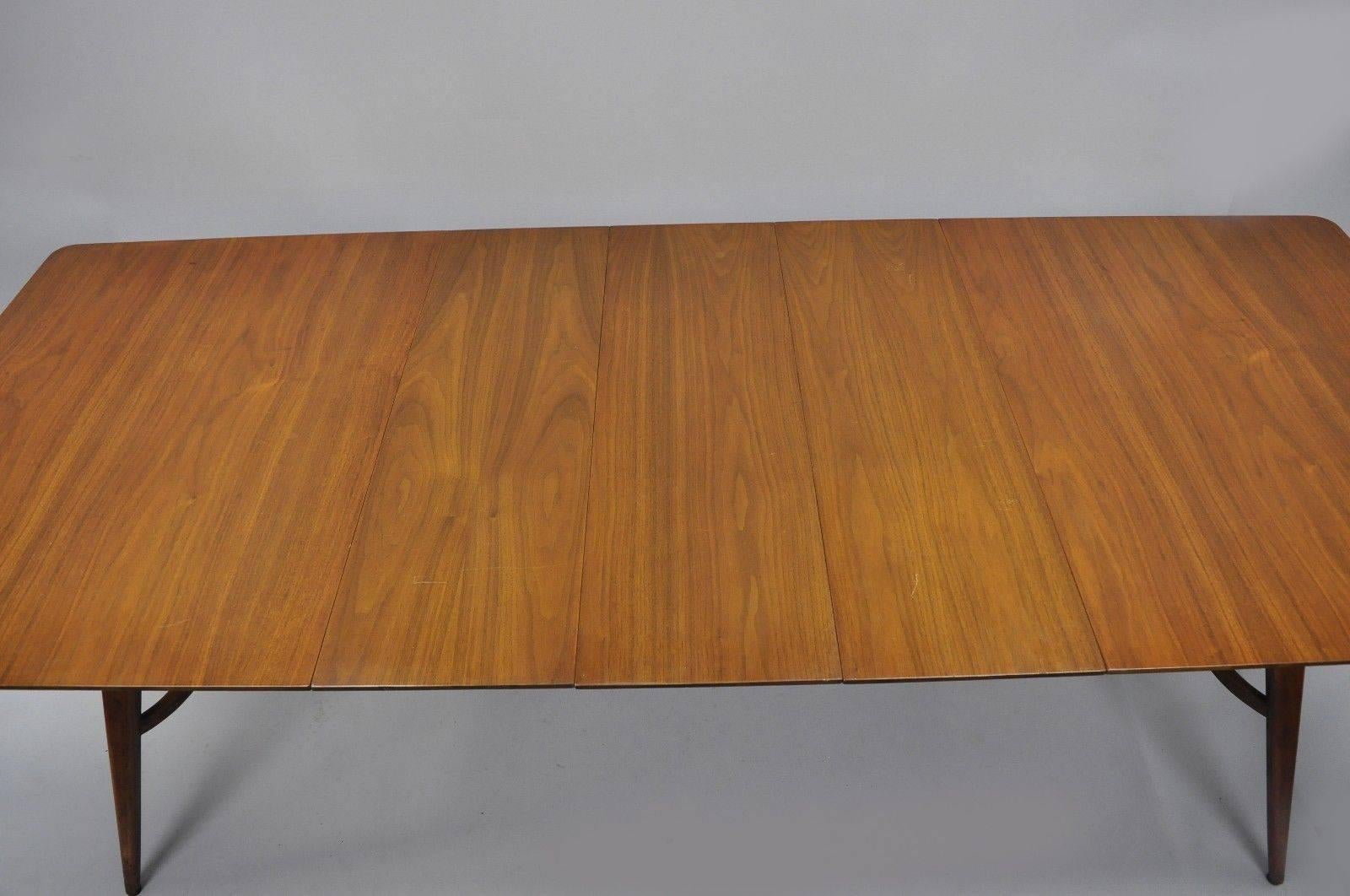 Mid-Century Modern Walnut Extension Dining Table Lyre American Martinsville Era 4