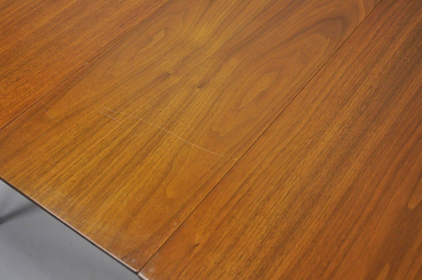 Mid-Century Modern Walnut Extension Dining Table Lyre American Martinsville Era 5