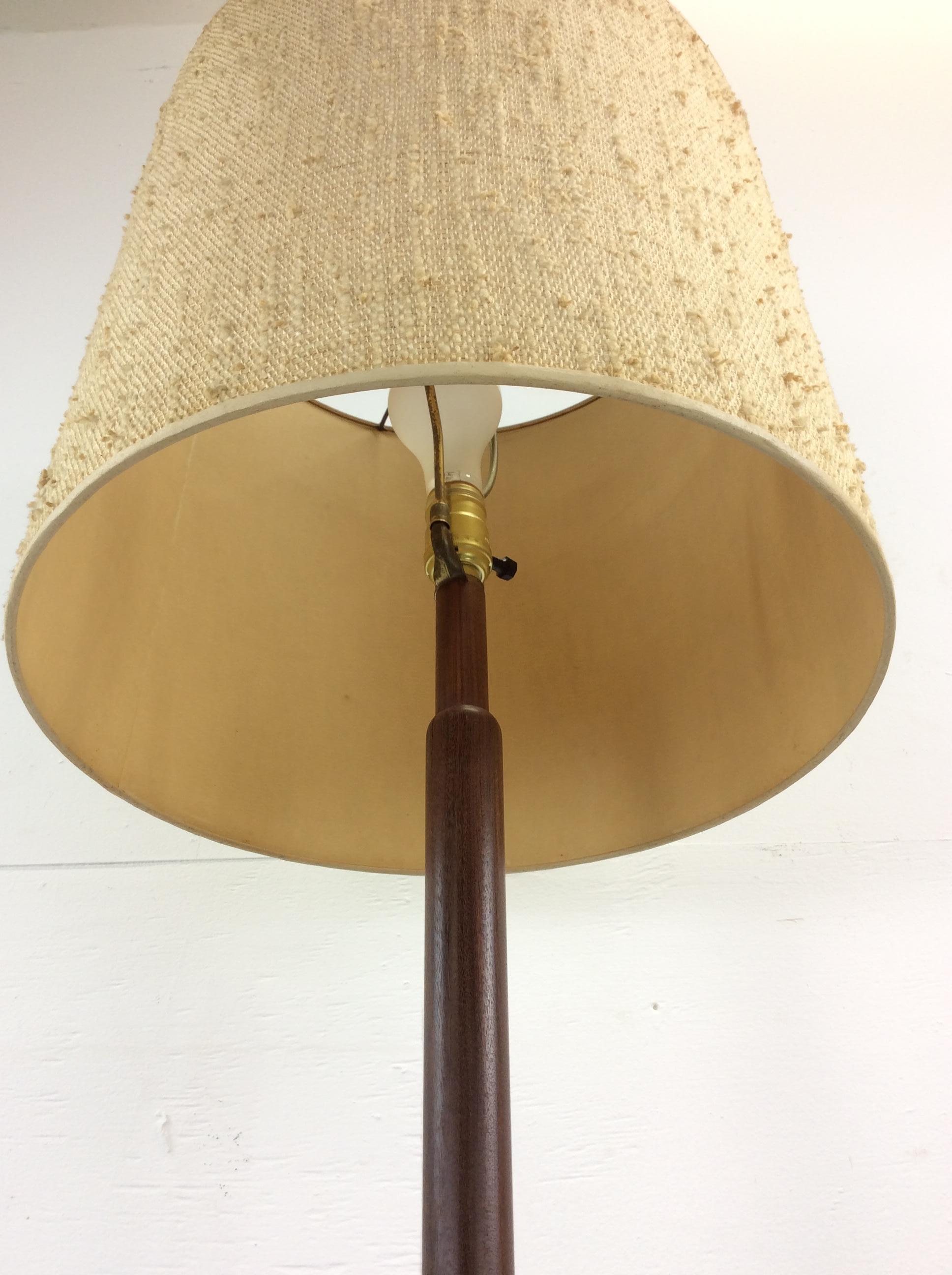Mid Century Modern Walnut Floor Lamp with Mosaic Tile End Table For Sale 4