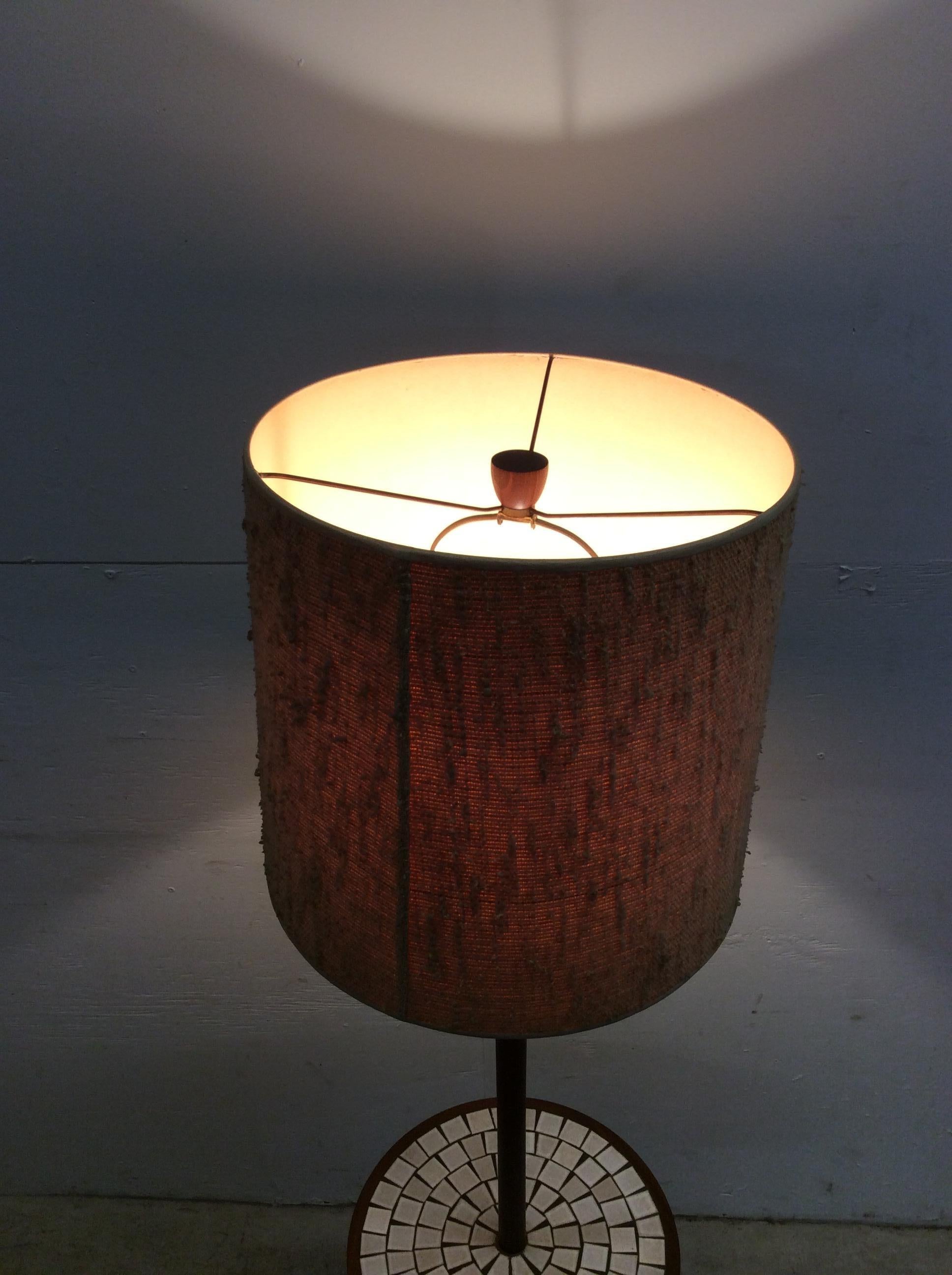 Mid Century Modern Walnut Floor Lamp with Mosaic Tile End Table 10