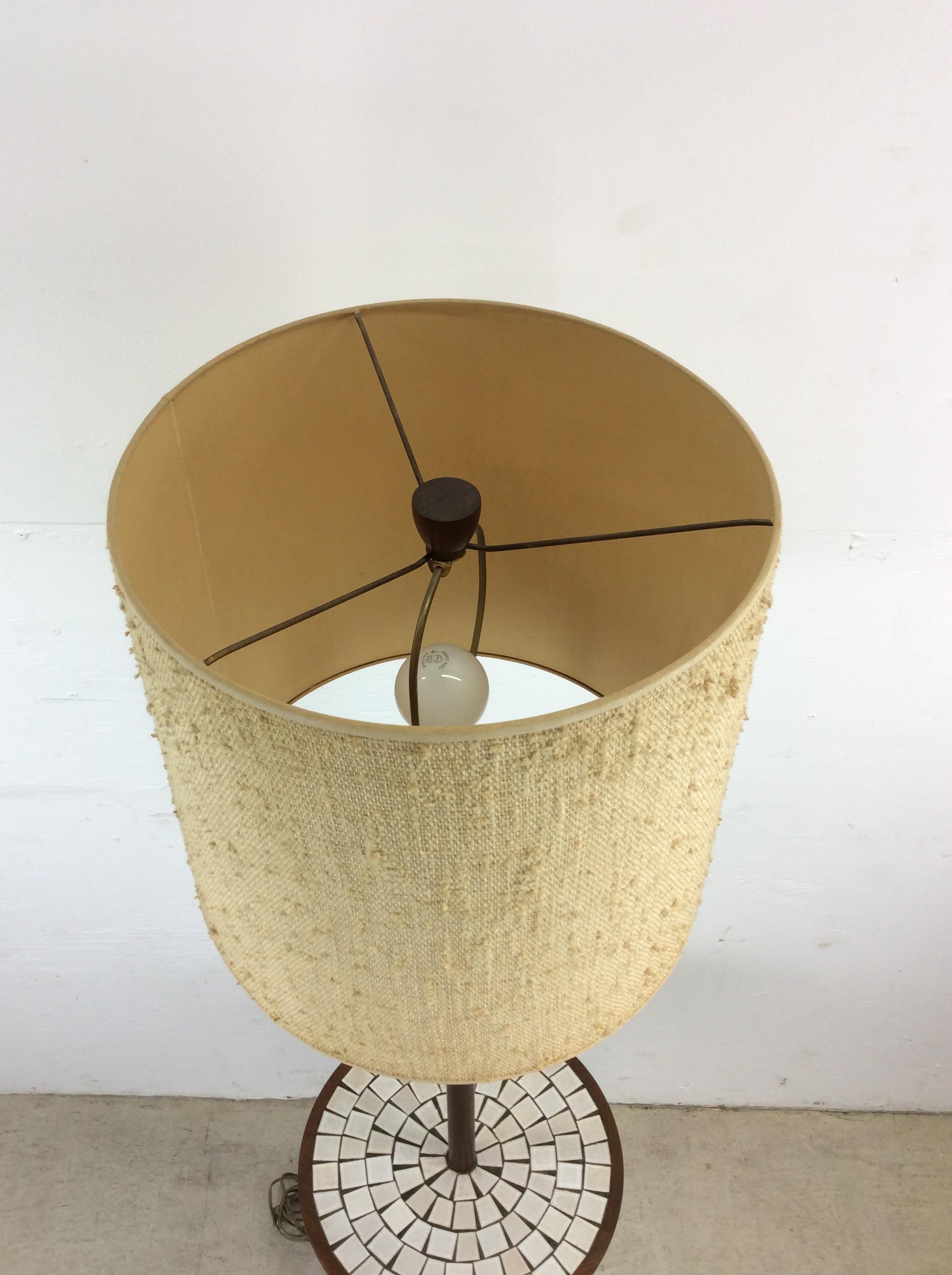 Mid Century Modern Walnut Floor Lamp with Mosaic Tile End Table In Excellent Condition In Freehold, NJ