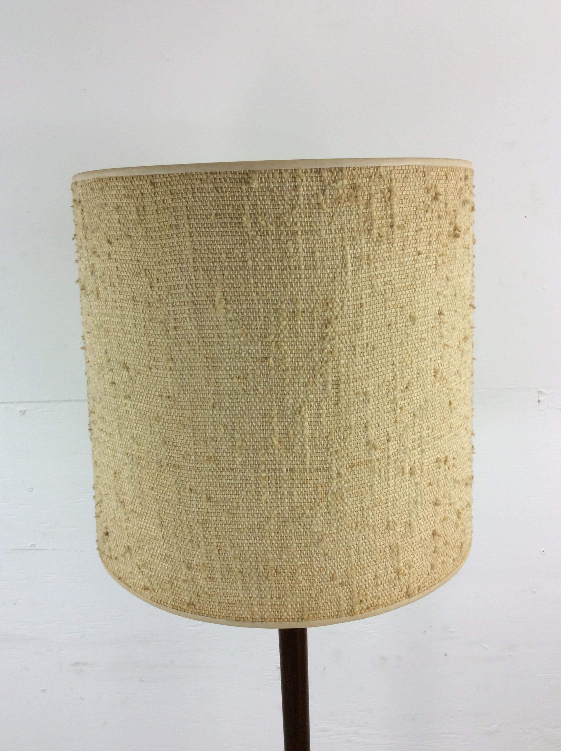 20th Century Mid Century Modern Walnut Floor Lamp with Mosaic Tile End Table