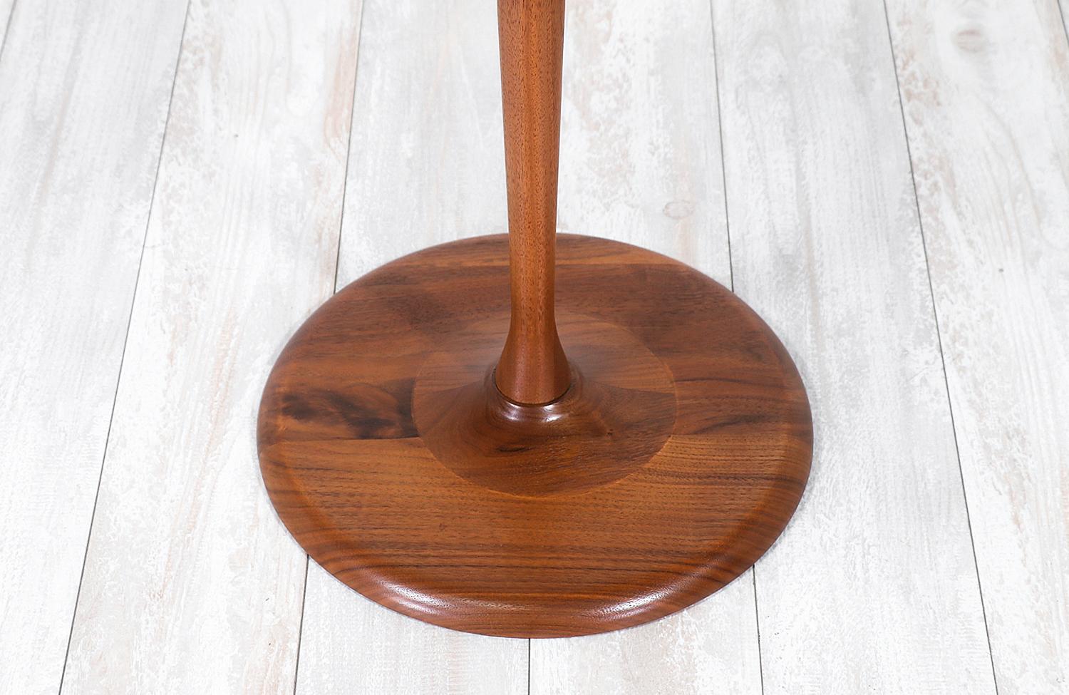 Mid-Century Modern Walnut Floor Lamp with Side Table by Laurel 2