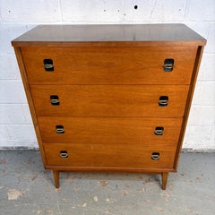 Mid-Century Modern Walnut Four-Drawer Chest by Bassett Furniture