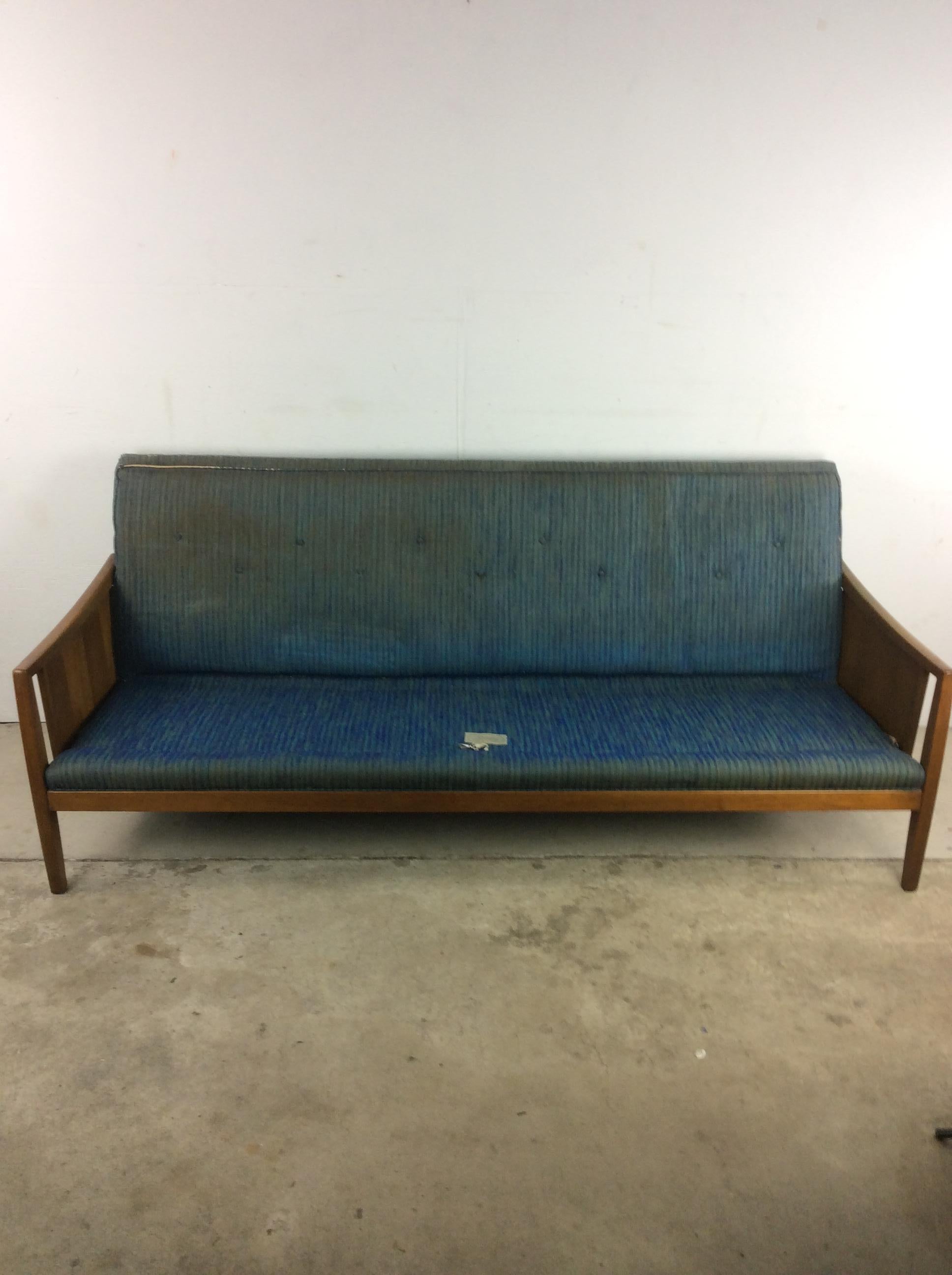 Mid-Century Modern Walnut Frame Sofa by Drexel For Sale 6