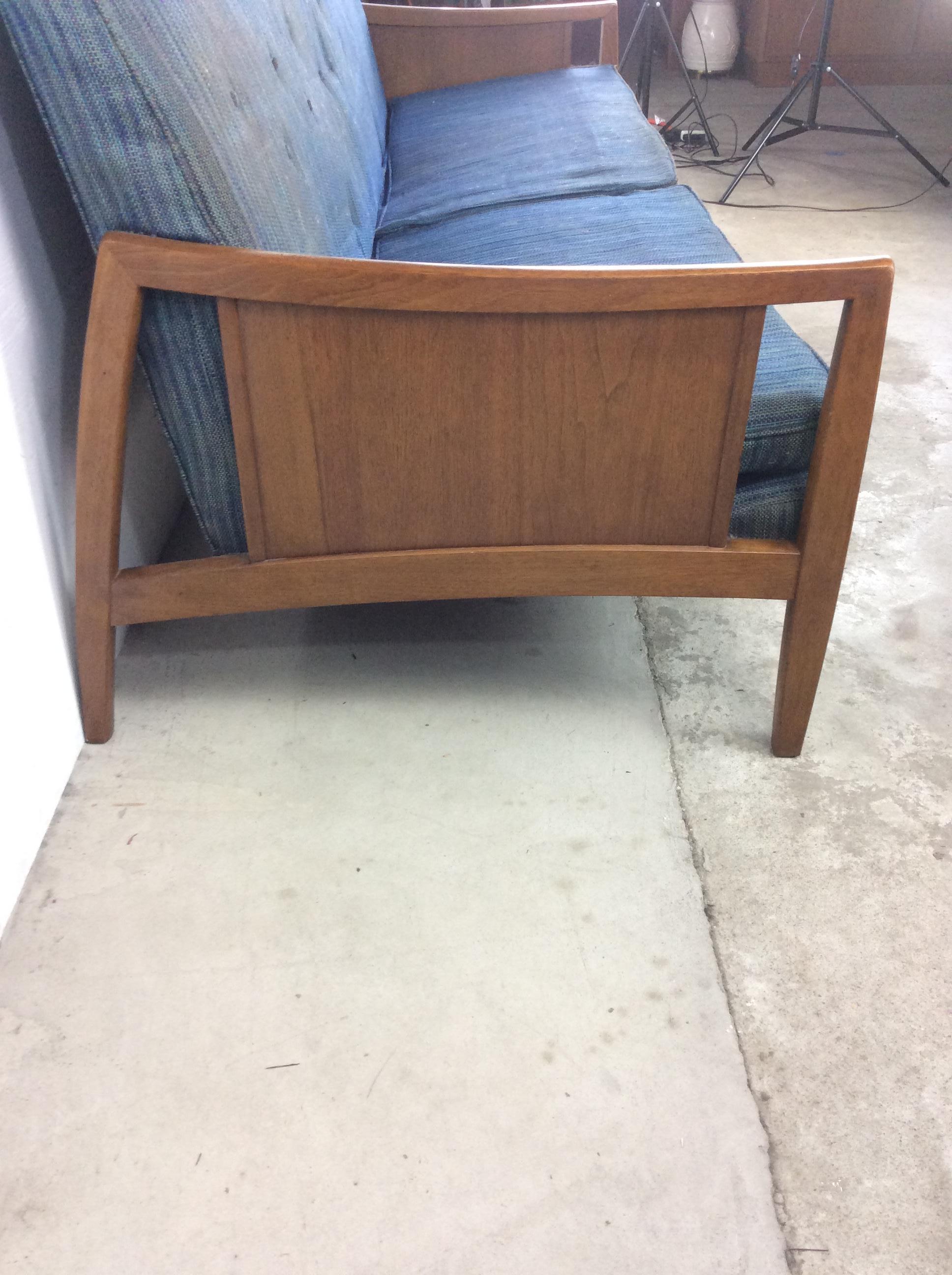 American Mid-Century Modern Walnut Frame Sofa by Drexel For Sale