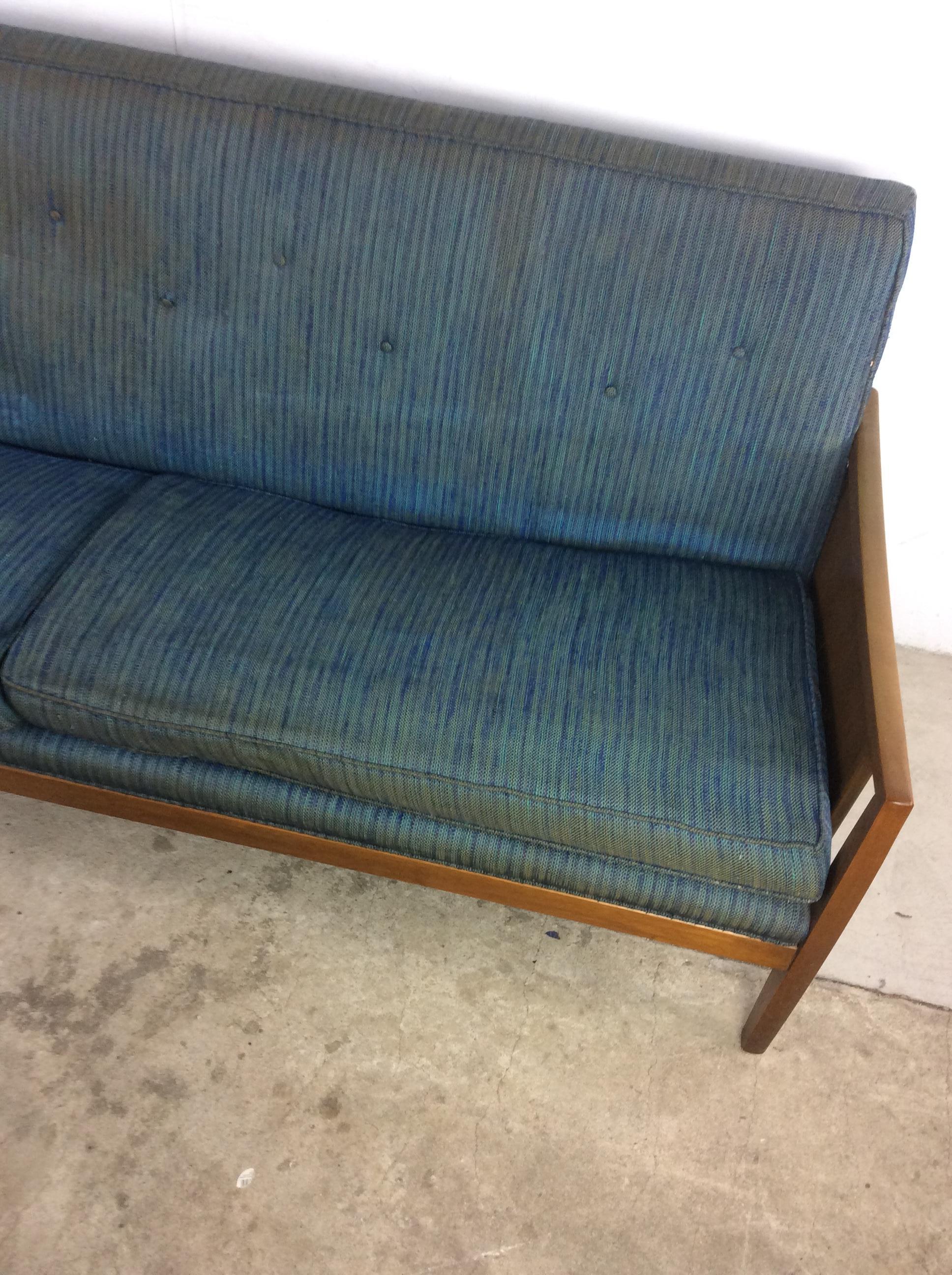 Fabric Mid-Century Modern Walnut Frame Sofa by Drexel For Sale