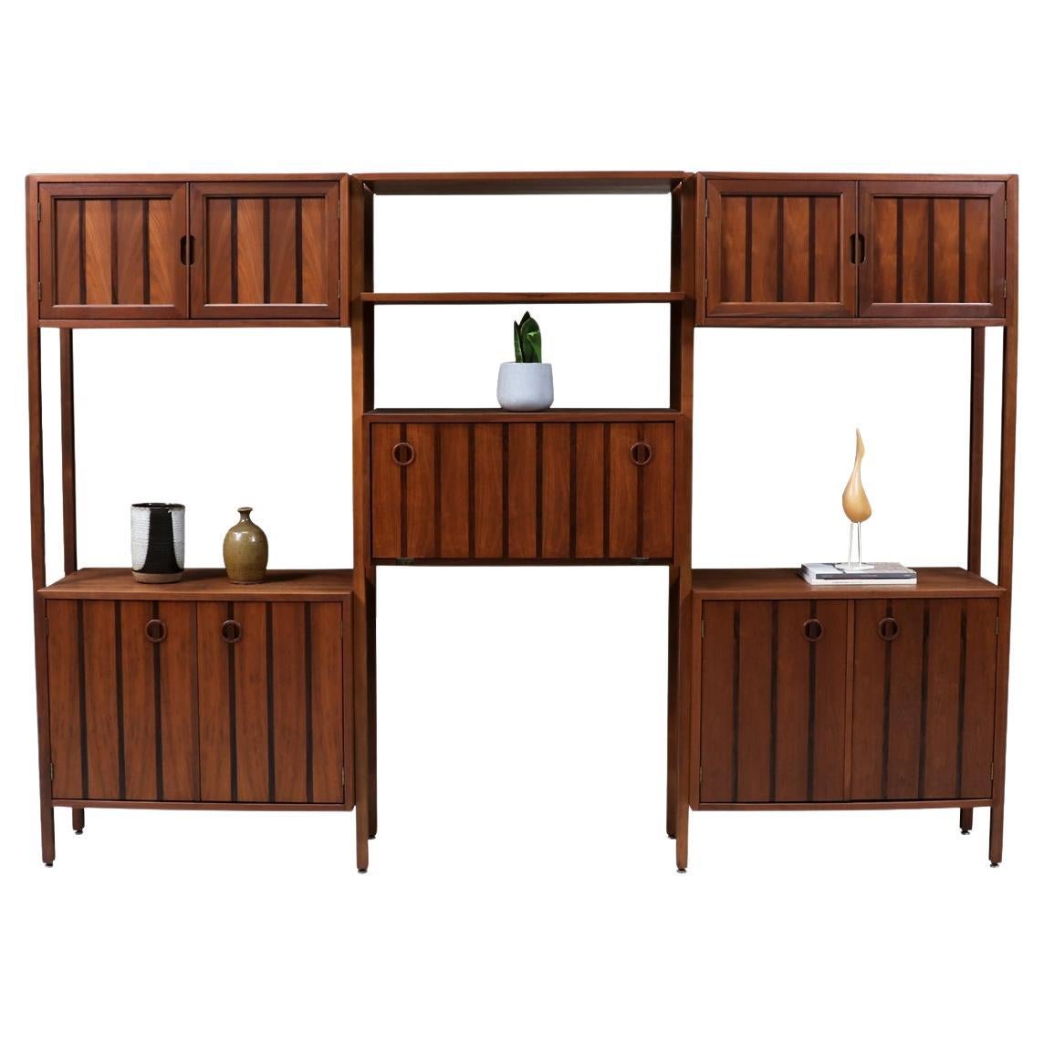  Expertly Restored - Mid-Century Modern Walnut Free-Standing Bookshelf Unit