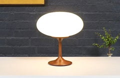 Mid-Century Modern Walnut & Glass Mushroom Table Lamp
