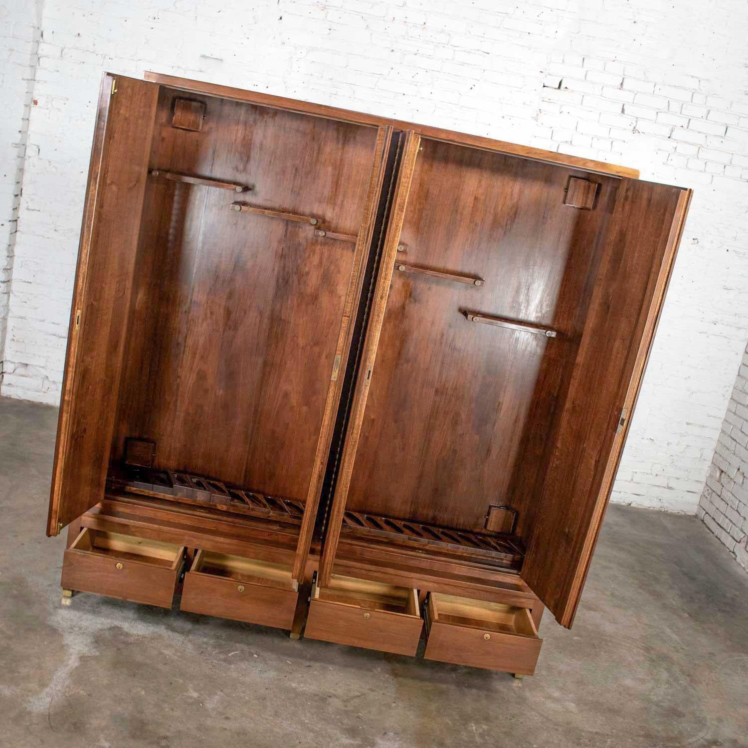 Mid-Century Modern Walnut Gun Cabinet with Brass Sabots 11