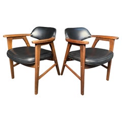 Mid-Century Modern Walnut Gunlocke Style Armchairs