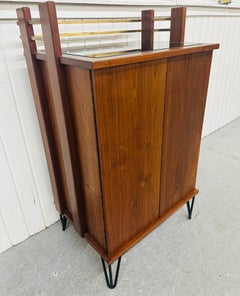 Mid-Century Modern Walnut Hairpin Bar Cabinet