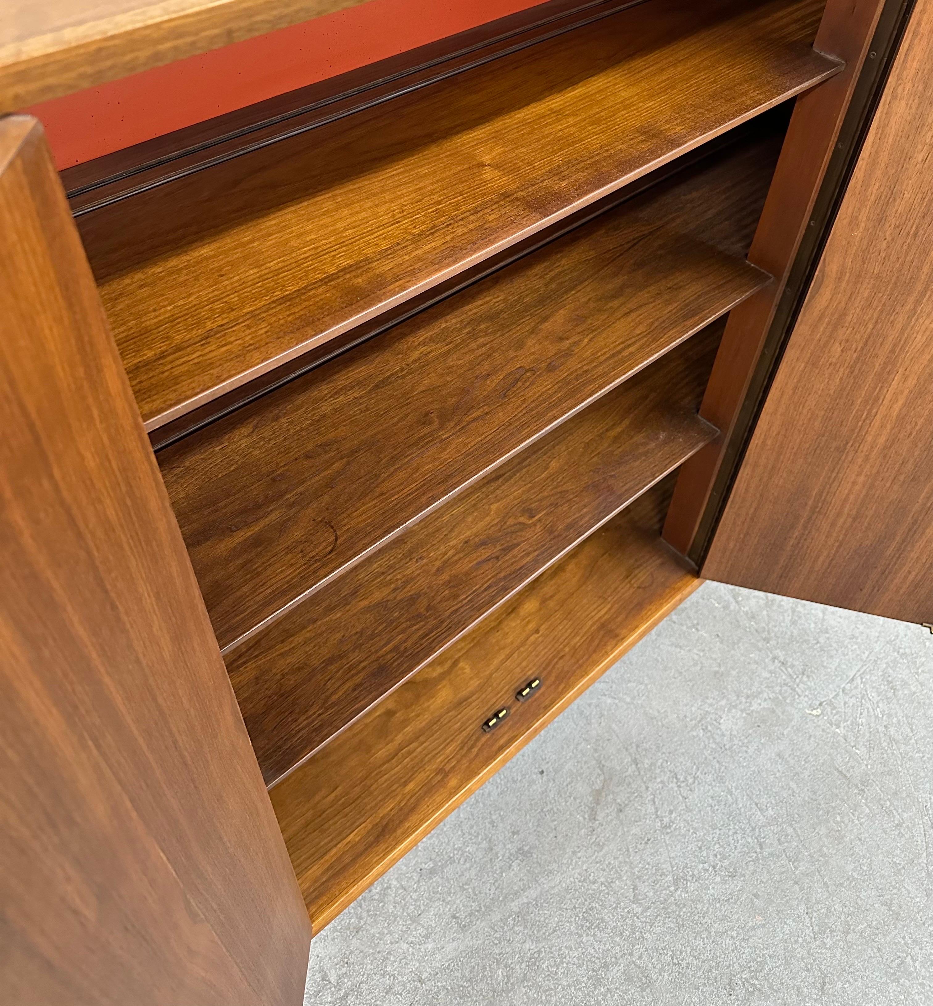 Metal Mid-Century Modern Walnut Hairpin Bookcase